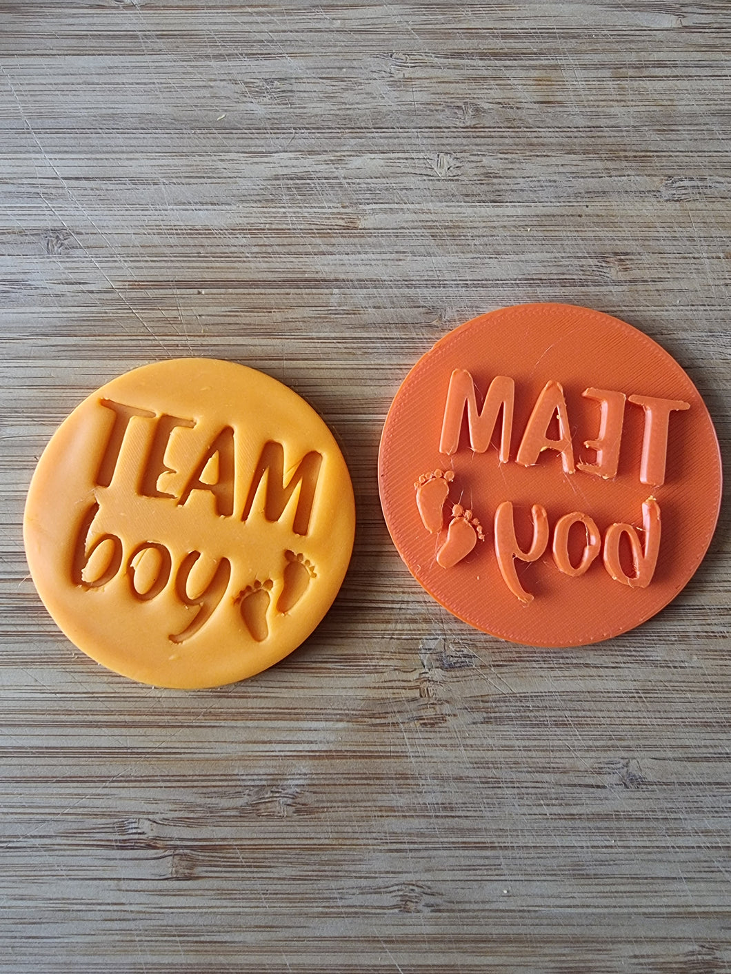 Team Boy, 3D printed fondant and polymer clay stamp